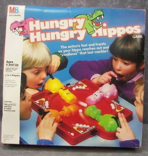 Vintage Hungry Hungry Hippos ~ Milton Bradley Game for Boys & Girls 4 ...